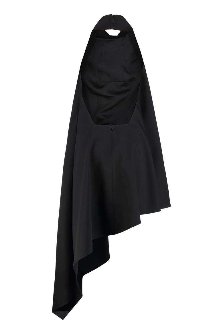 asymmetrical draped dress in wool by Selfnex