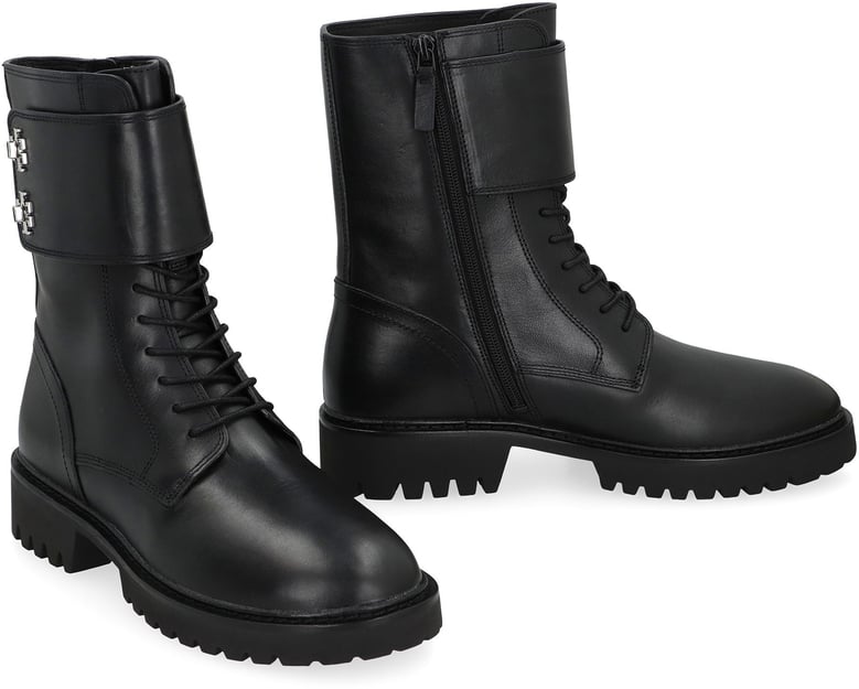 turnlock ankle boots in leather by Selfnex