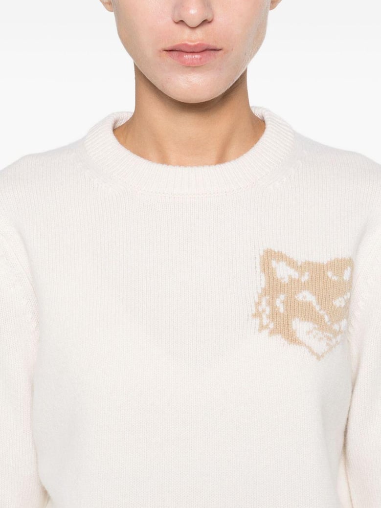 fox head wool crewneck jumper by Selfnex