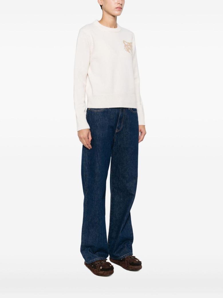 fox head wool crewneck jumper by Selfnex