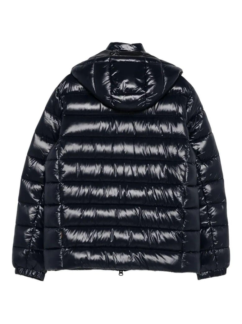 florian down jacket with lacquered finish and removable hood by Selfnex