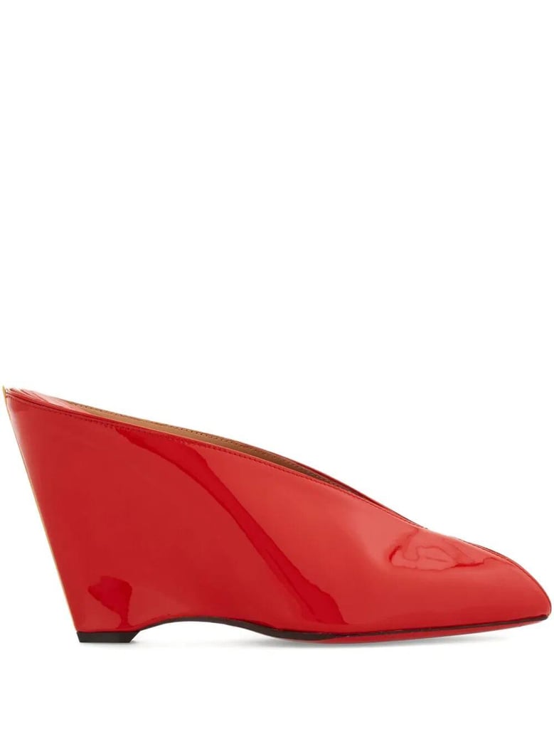 alicia 95 peep toe patent leather mule by Selfnex
