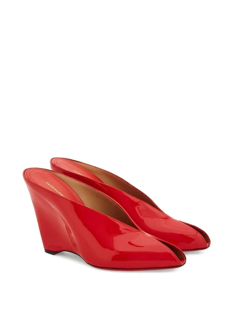 alicia 95 peep toe patent leather mule by Selfnex