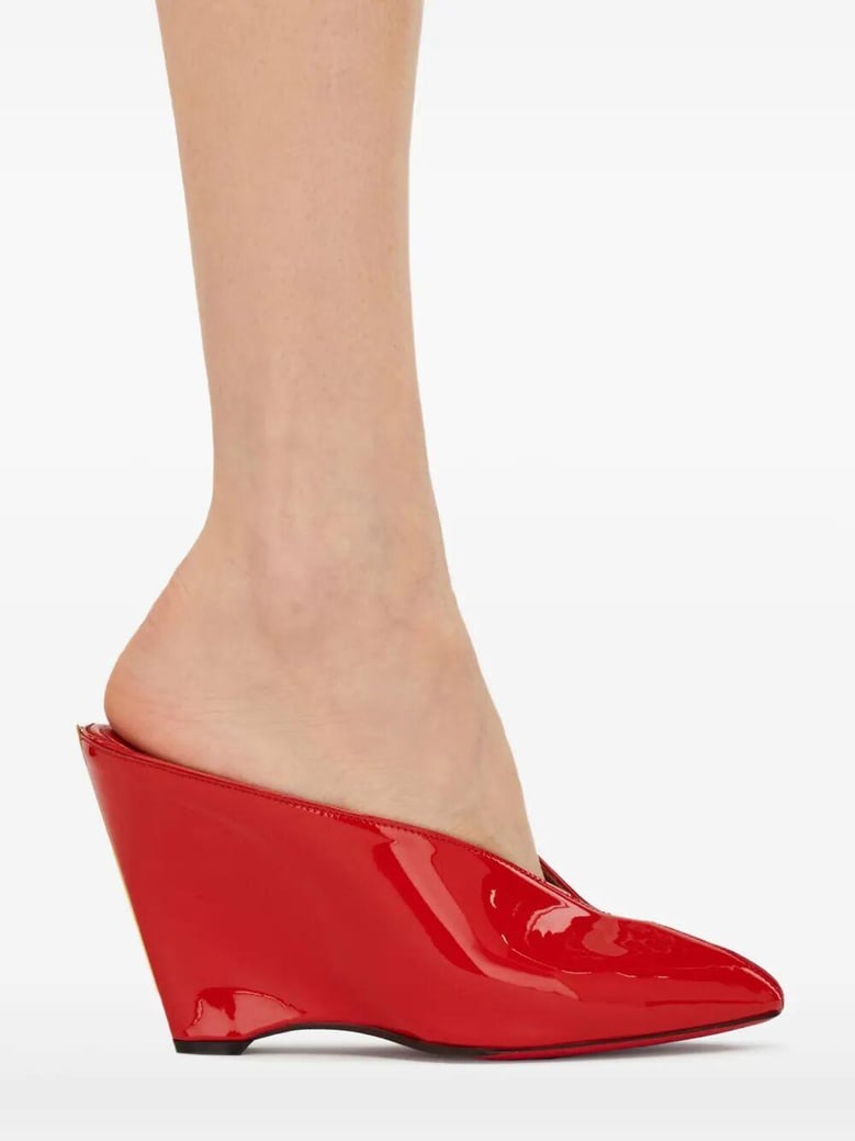 alicia 95 peep toe patent leather mule by Selfnex