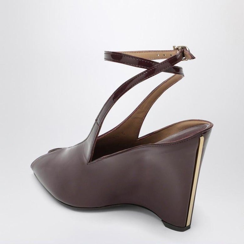 peep toe wedge sandals in bordeaux by Selfnex