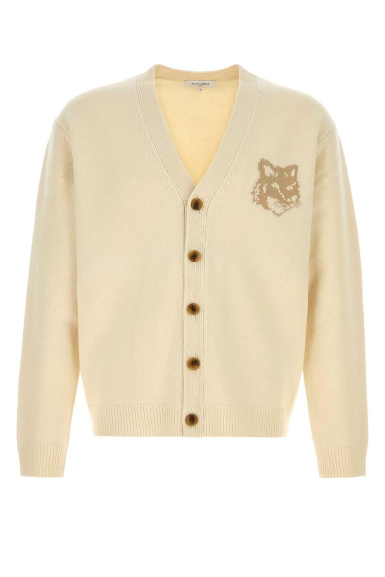cream wool cardigan by Selfnex