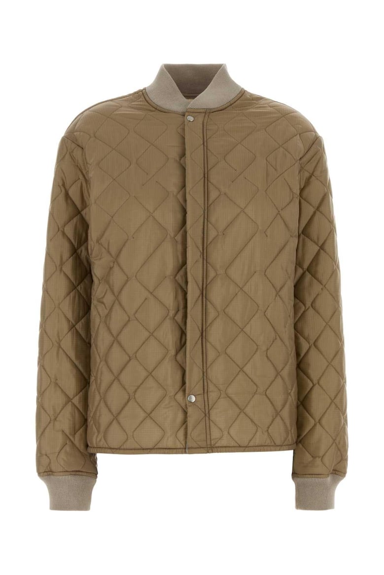 beige nylon bomber jacket by Selfnex