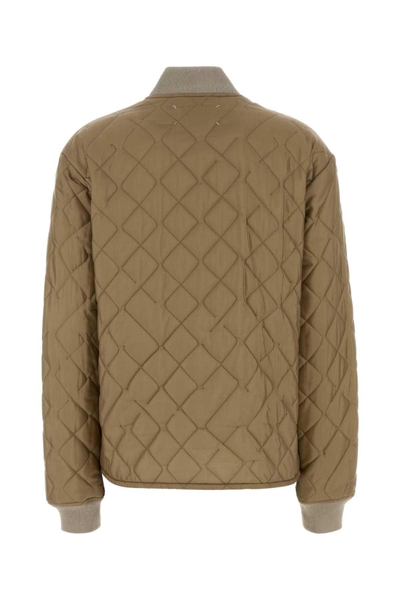 beige nylon bomber jacket by Selfnex