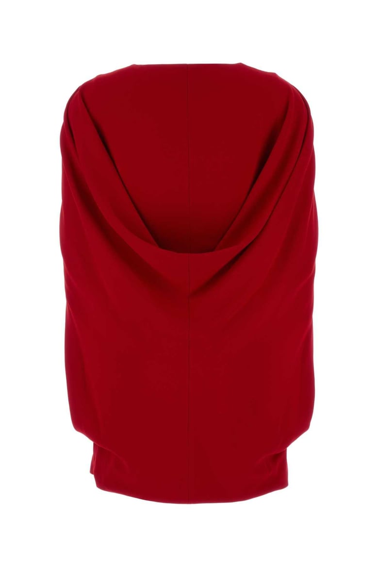 red stretch crepe mini dress by Selfnex