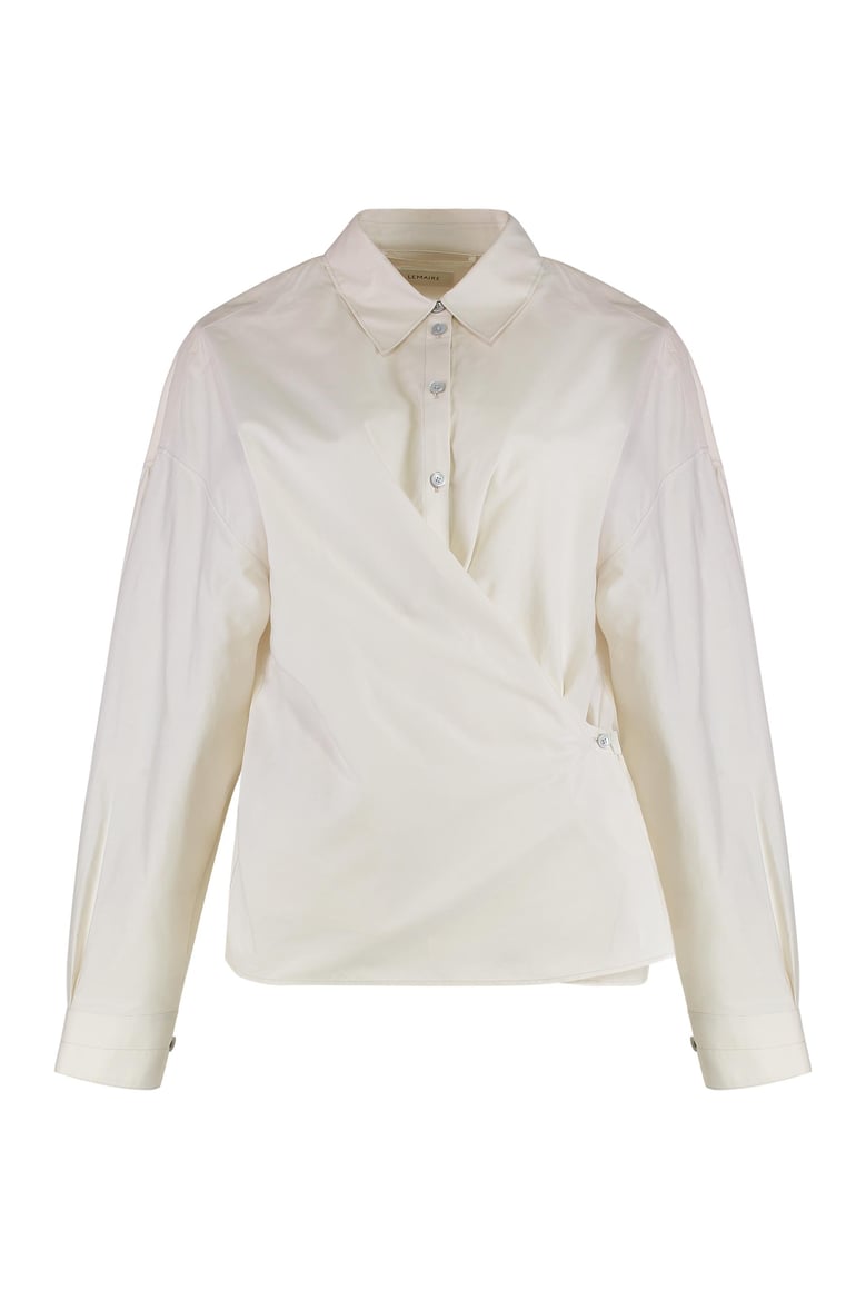 oat milk asymmetric shirt by Selfnex