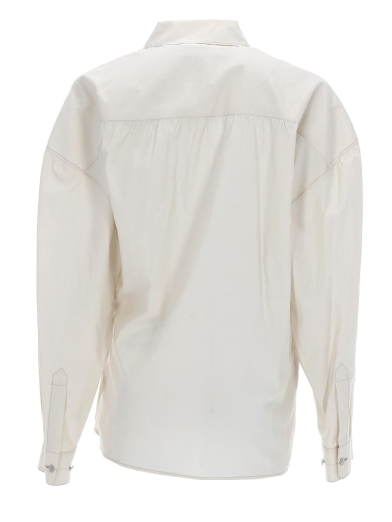 oat milk asymmetric shirt by Selfnex