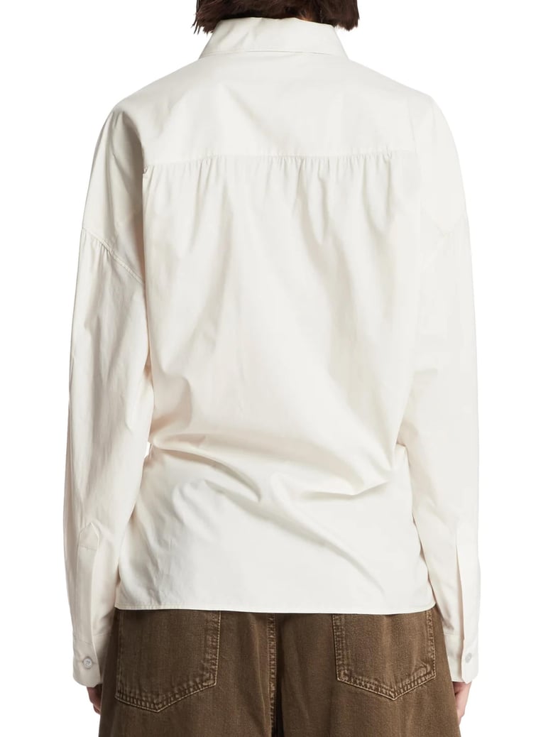 oat milk asymmetric shirt by Selfnex
