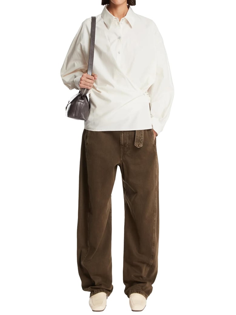 oat milk asymmetric shirt by Selfnex