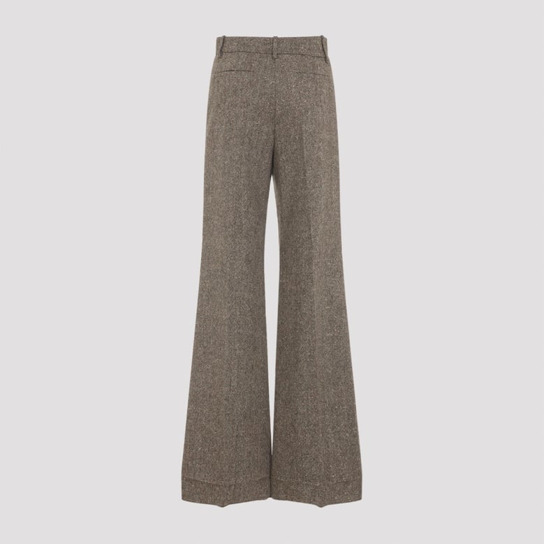 ivory/brown patterned wool trousers by Selfnex