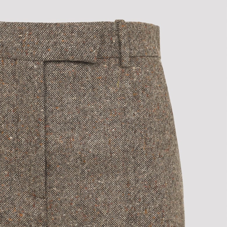 ivory/brown patterned wool trousers by Selfnex