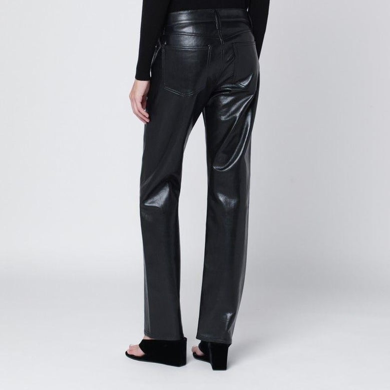 black faux leather trousers by Selfnex