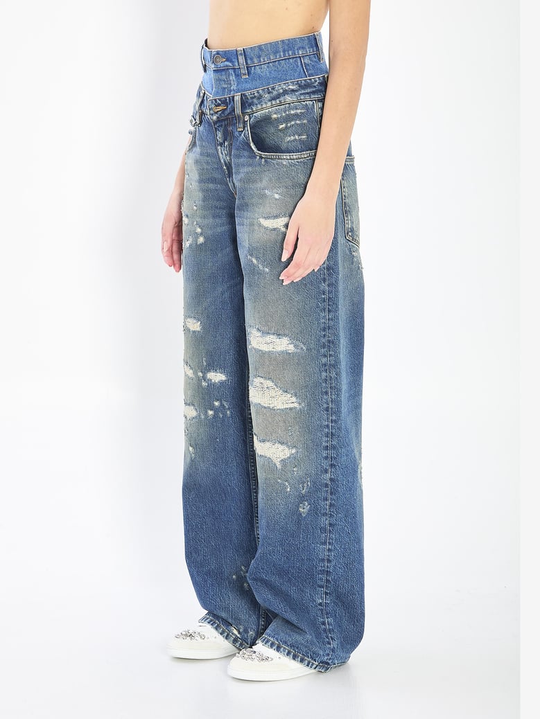 double layer denim jeans by Selfnex