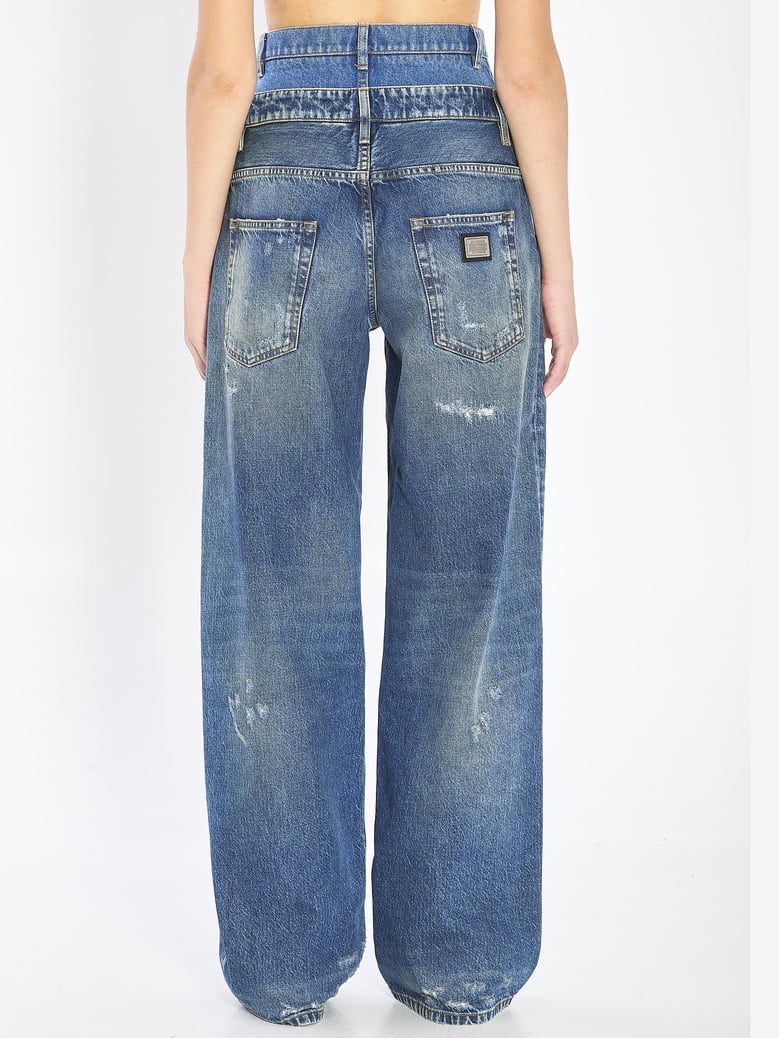 double layer denim jeans by Selfnex