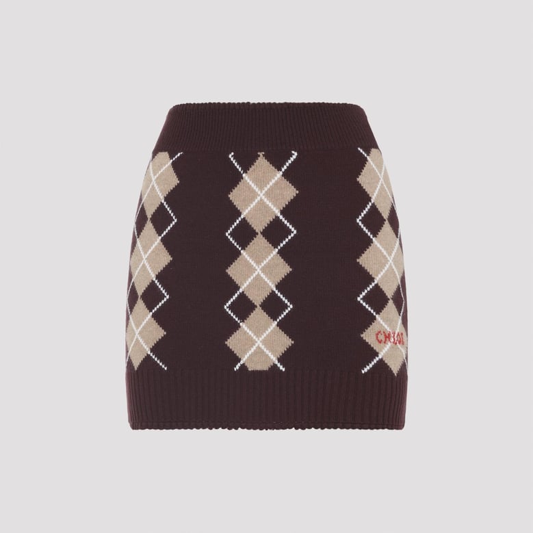 burgundy wool mini skirt by Selfnex