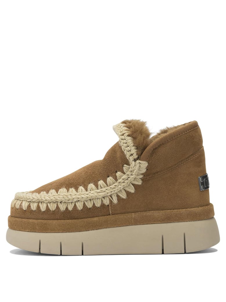beige sheepskin ankle boots by Selfnex