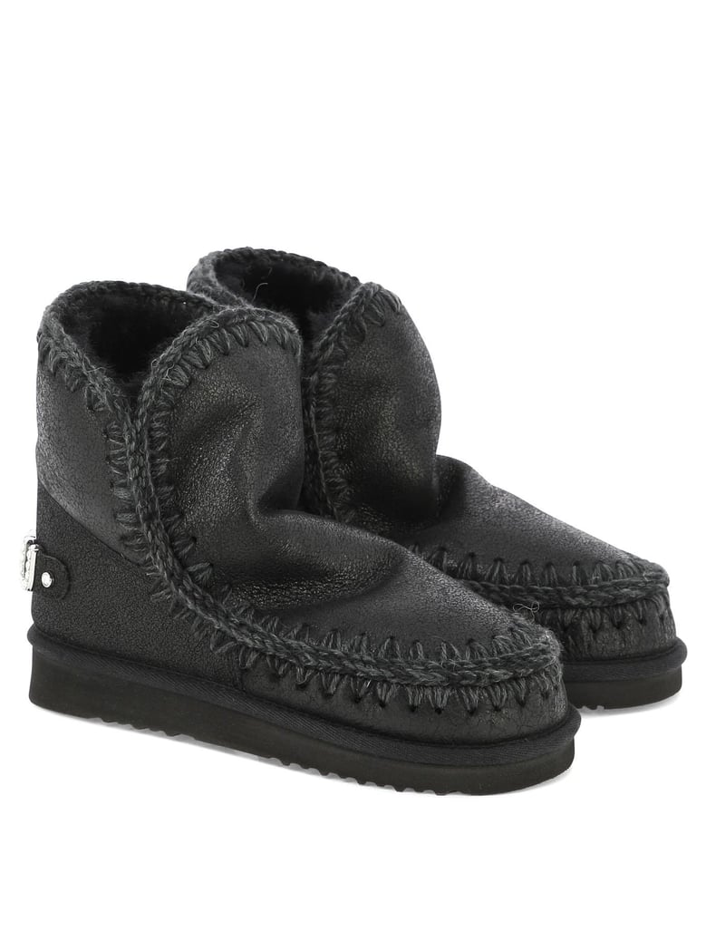 black sheepskin ankle boots by Selfnex