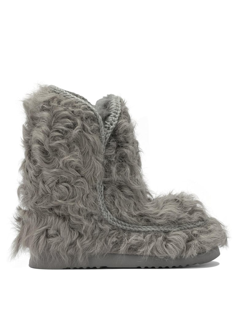 grey sheepskin ankle boots by Selfnex