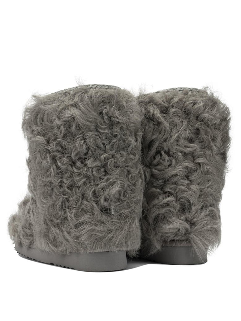 grey sheepskin ankle boots by Selfnex