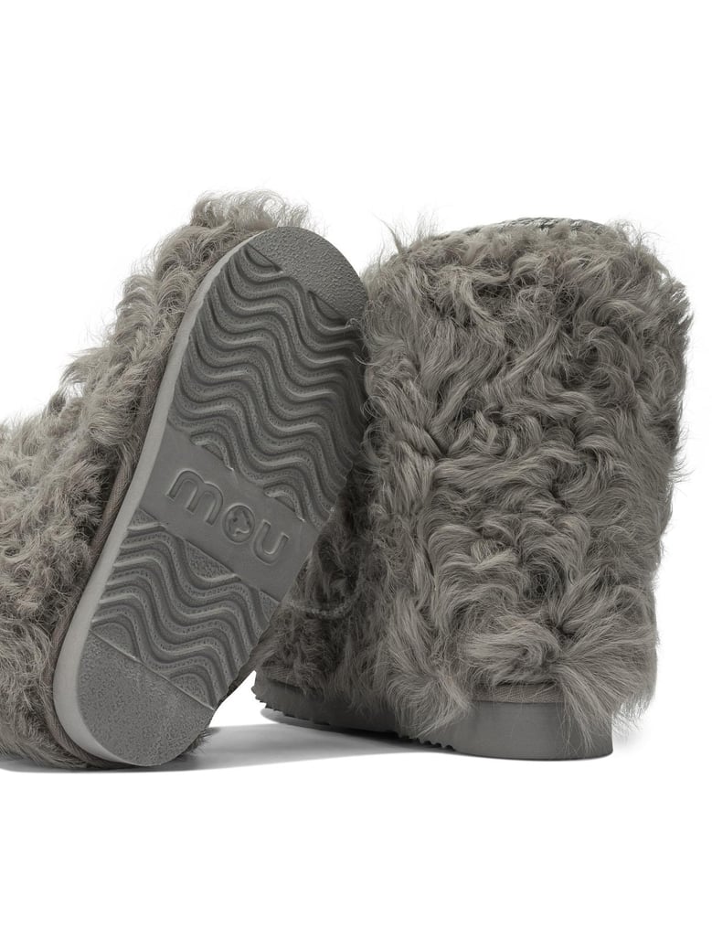 grey sheepskin ankle boots by Selfnex