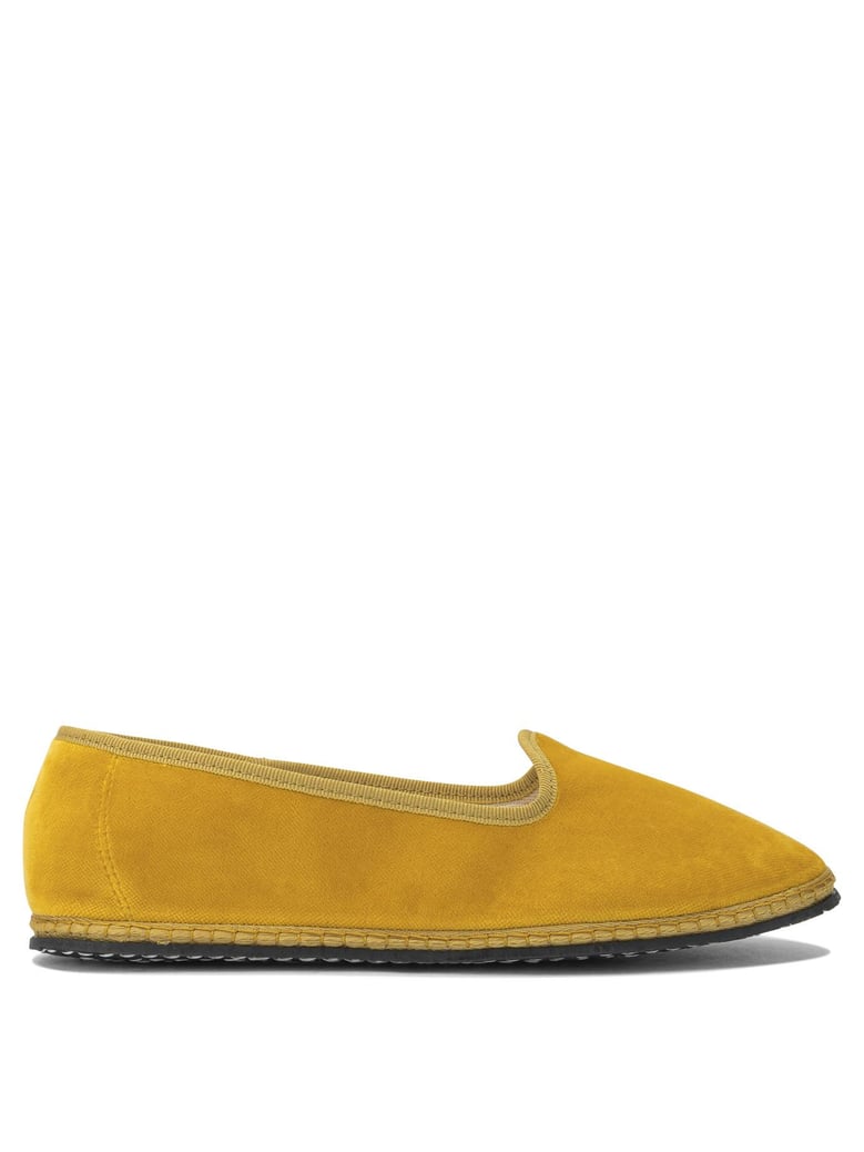 yellow velvet ballerinas by Selfnex