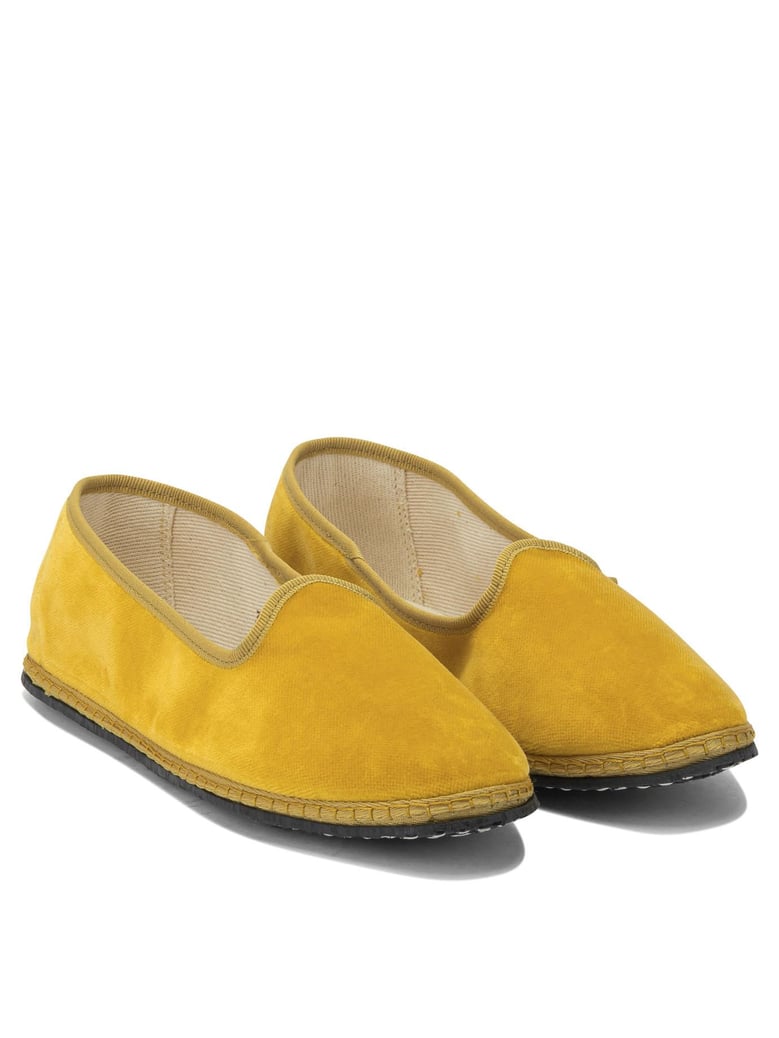 yellow velvet ballerinas by Selfnex