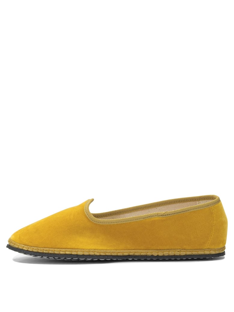 yellow velvet ballerinas by Selfnex