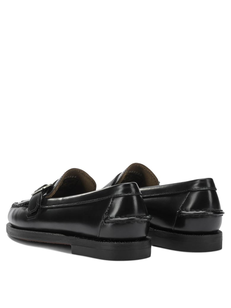 black leather loafers by Selfnex
