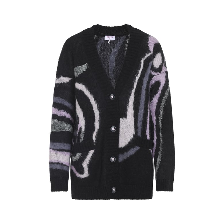 embroidered mohair blend oversize cardigan by Selfnex
