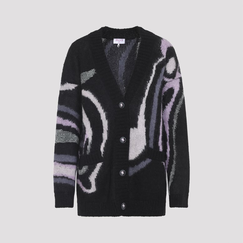 embroidered mohair blend oversize cardigan by Selfnex