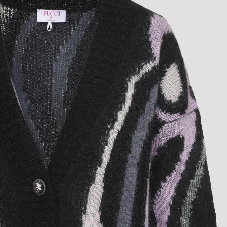 embroidered mohair blend oversize cardigan by Selfnex