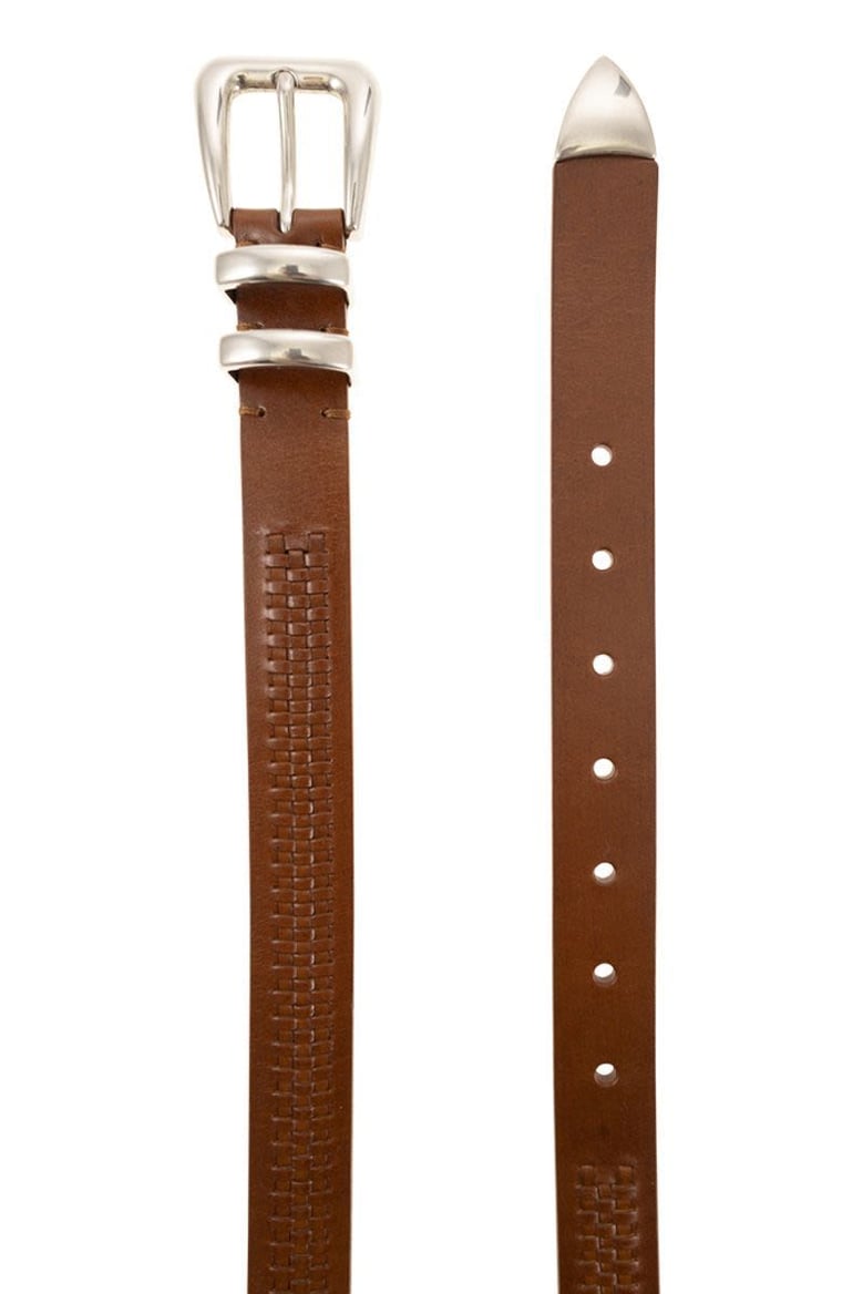 calfskin belt with woven decoration by Selfnex