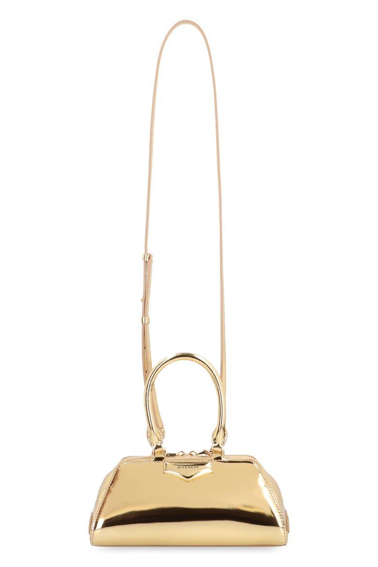 antigona east-west mini bag in laminated leather by Selfnex