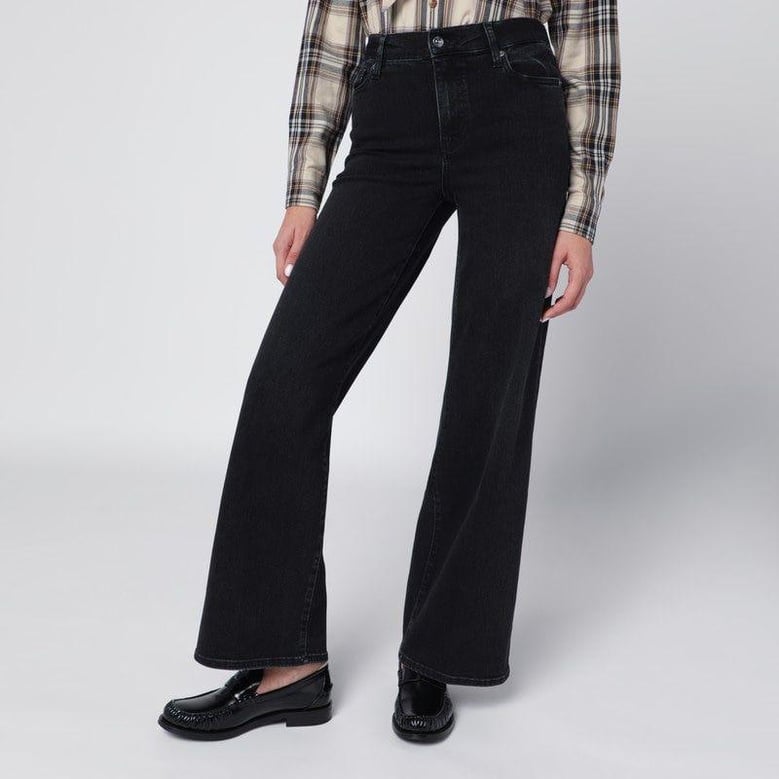 black le slim palazzo trousers by Selfnex