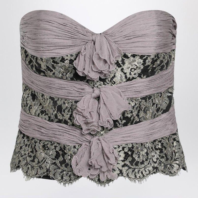 grey/mauve/gold chiffon silk top by Selfnex