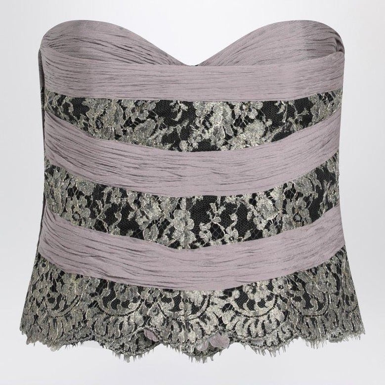 grey/mauve/gold chiffon silk top by Selfnex
