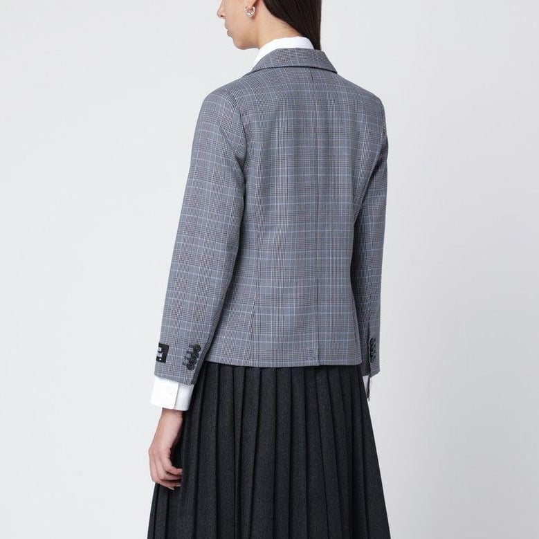 blue checked singlebreasted blazer by Selfnex