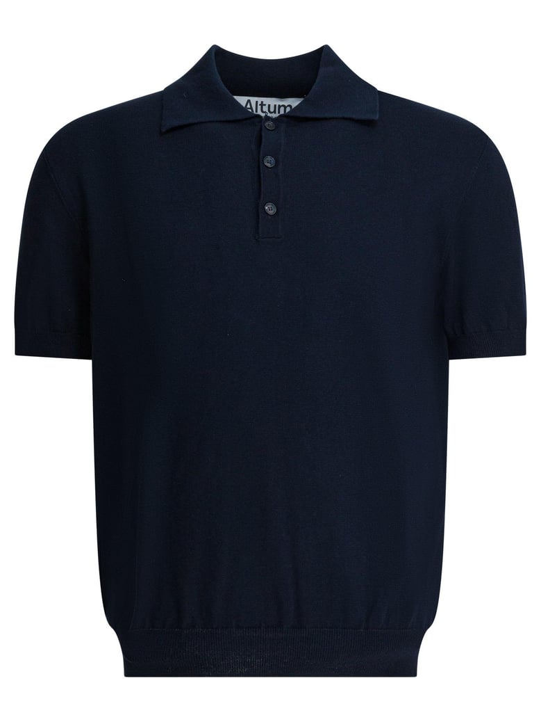 navy cotton polo shirt by Selfnex