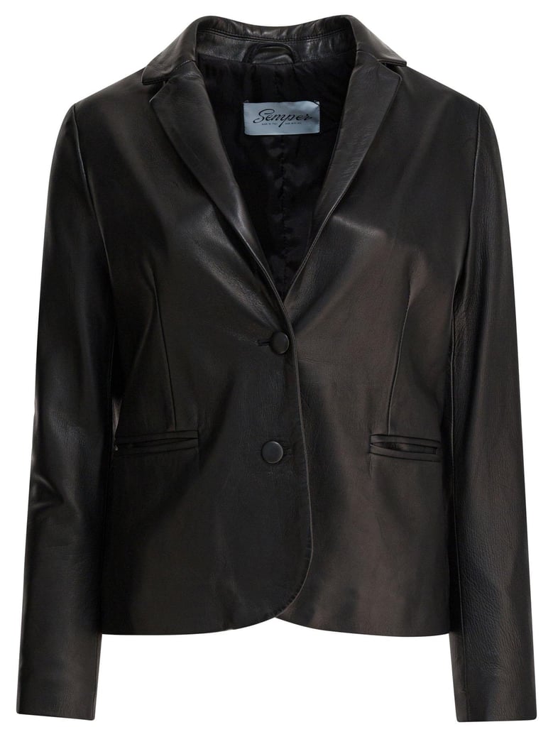 black leather blazer jacket by Selfnex