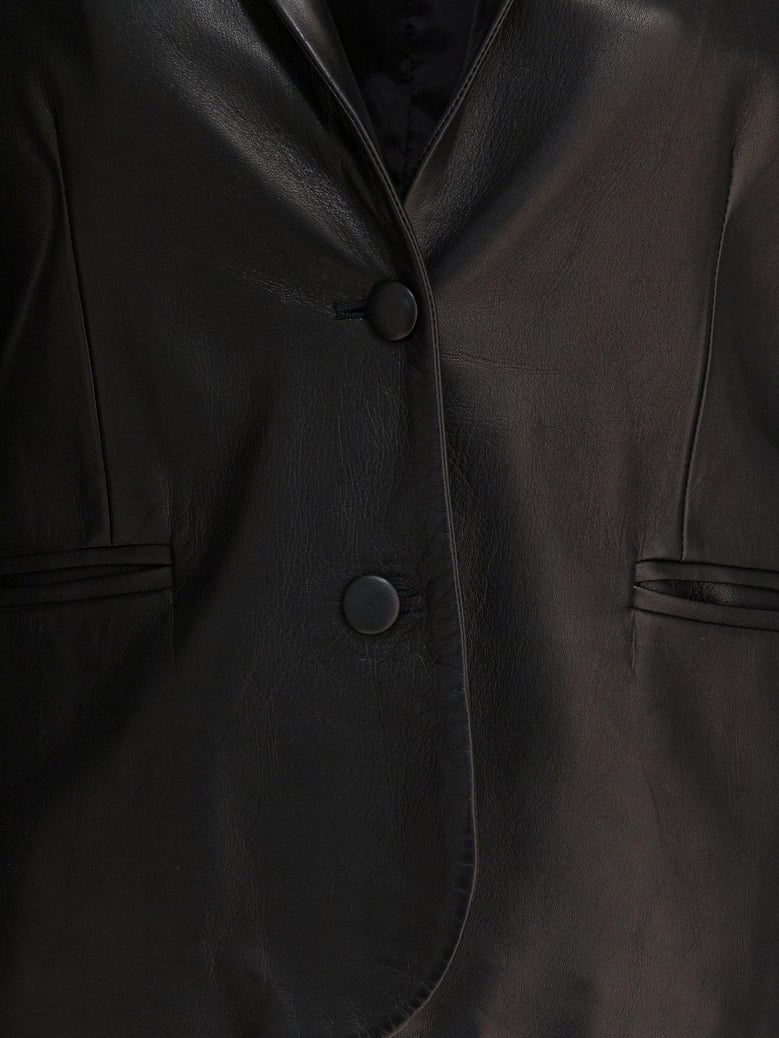 black leather blazer jacket by Selfnex