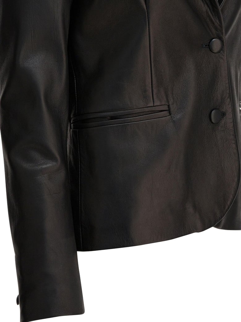 black leather blazer jacket by Selfnex