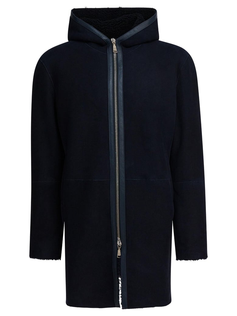 blue lamb shearling jacket by Selfnex