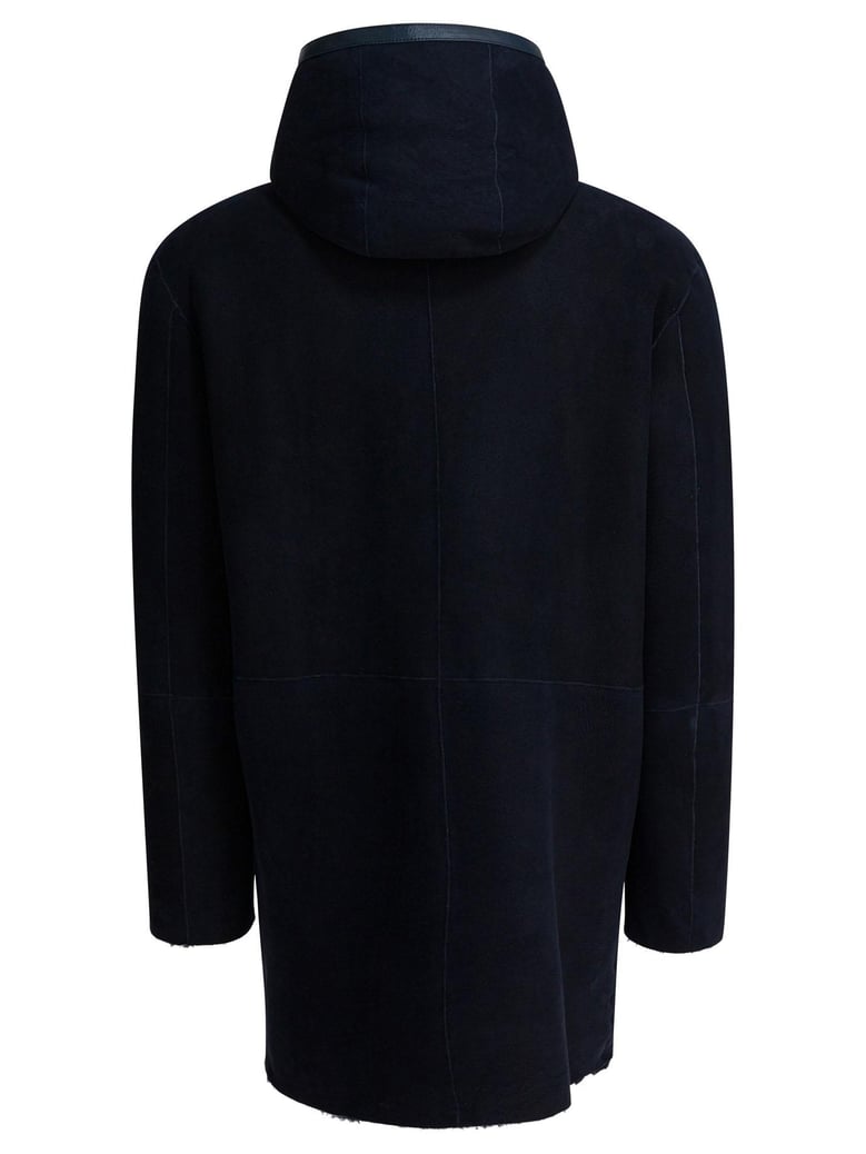 blue lamb shearling jacket by Selfnex