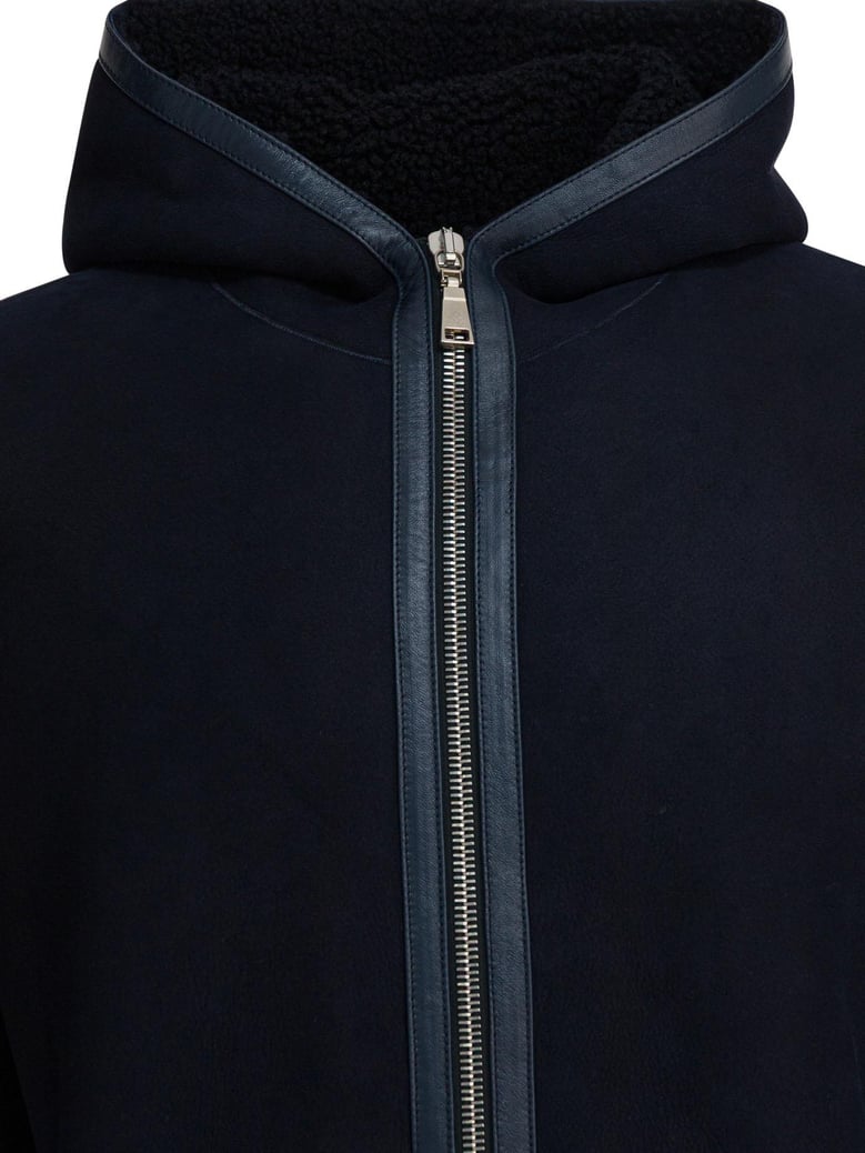 blue lamb shearling jacket by Selfnex