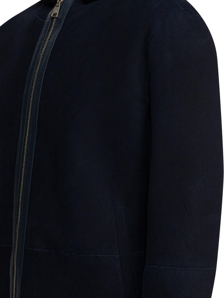 blue lamb shearling jacket by Selfnex