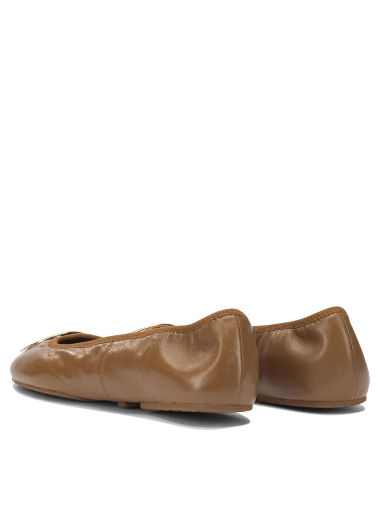 brown leather fabric ballerinas by Selfnex